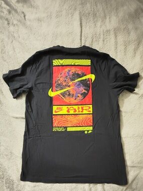 Rare Nike Black Short Sleeve Tee with Neon Yellow and Red Graphic